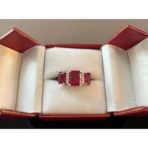 Judith Ripka Sterling Silver CZ Ruby/White Ring, Size 6